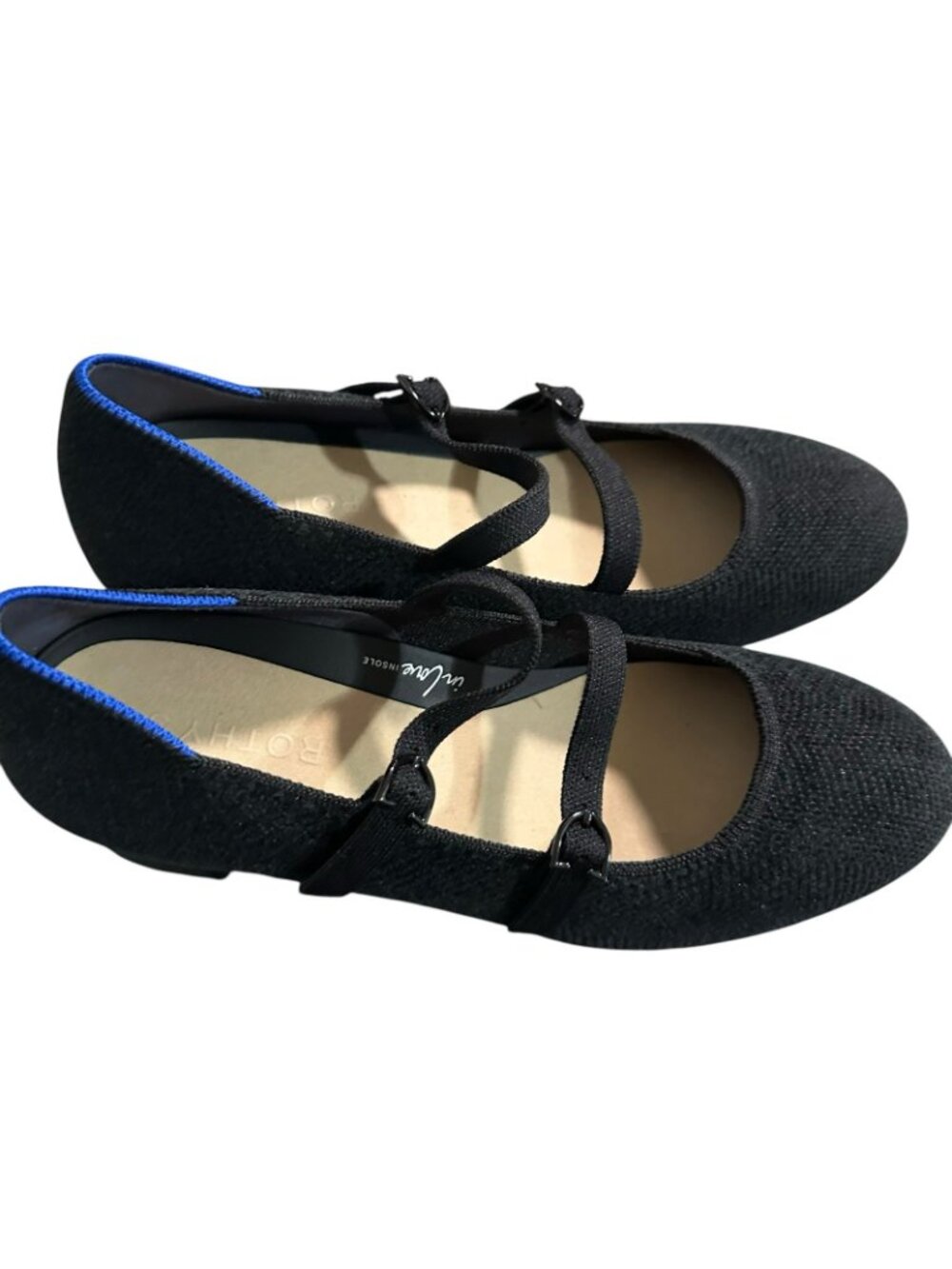 Rothy's ReVelvet Double Buckle Mary Jane Heels Black US Size 8 NEW Office Casual - Picture 5 of 12